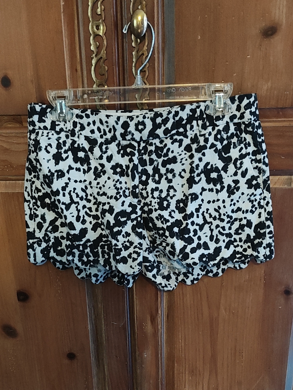 J. Crew Black and White Leopard Scallop Hem High Waist Shorts